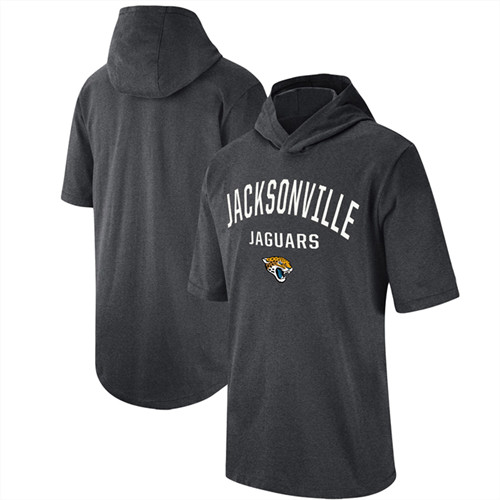 Men's Jacksonville Jaguars Heathered Charcoal Sideline Training Hooded Performance T-Shirt
